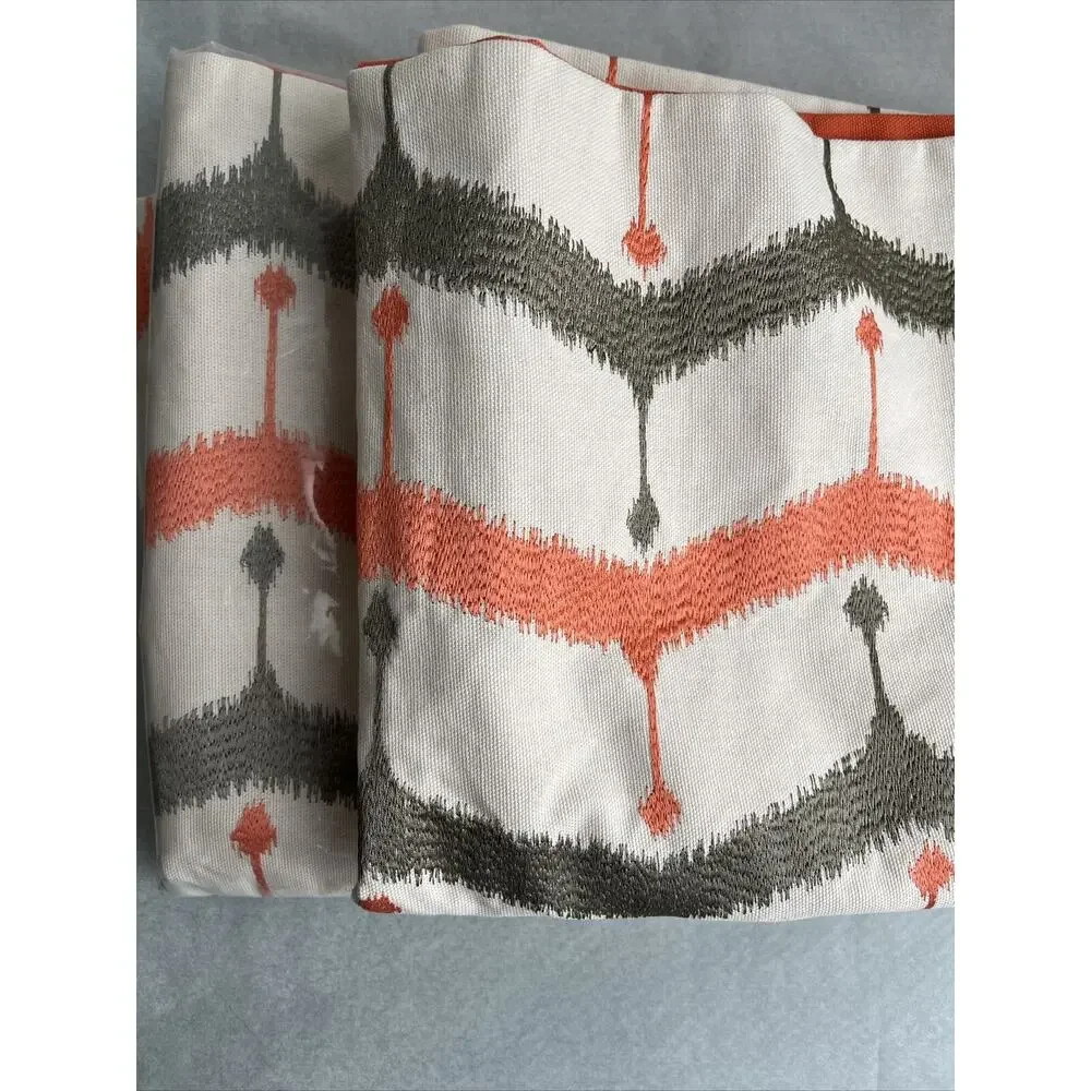 2 West Elm Throw Pillow Covers 20x20 Embroidered Gray Coral Button Back NEW